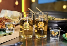 KAKAO FRIENDS Official Ryan & Choonsik Glass Set  2 Somaek+2 Soju 4pcs