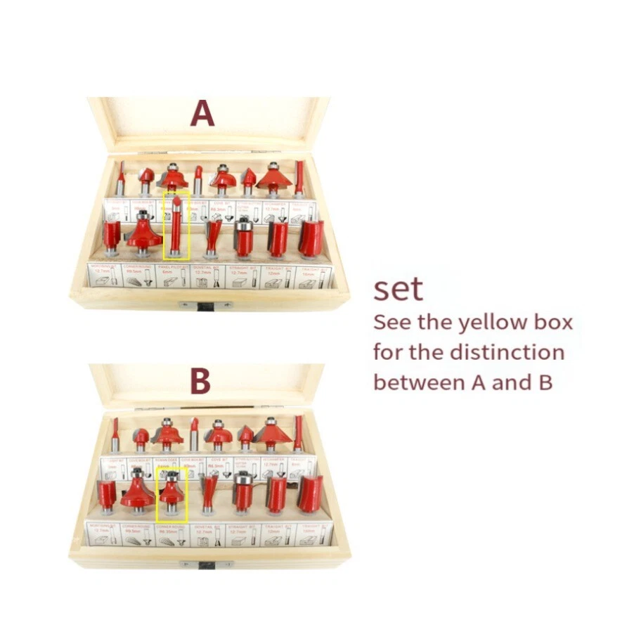 15pcs 1/4inch Router Bits Set Woodworking Tool Cutter Shank Tungsten Carbide A/B - Image 2 of 4