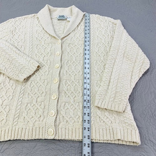 Northern Reflections Sweater Cardigan Mens Medium Cable Knit Fisherman Cream - Picture 6 of 8