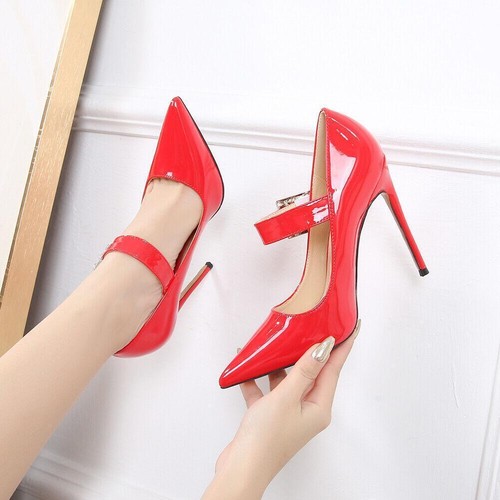 Sexy hochhackige Herren-Damenschuhe T-Riemen Lackleder Strass spitz Drag Queen - Bild 24 von 28