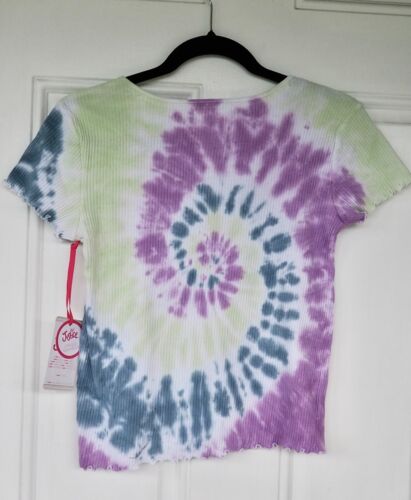 L (12-14) Girls Justice Tie Died Short Sleeve 97% Cotton 3% Spandex Top - Picture 3 of 5