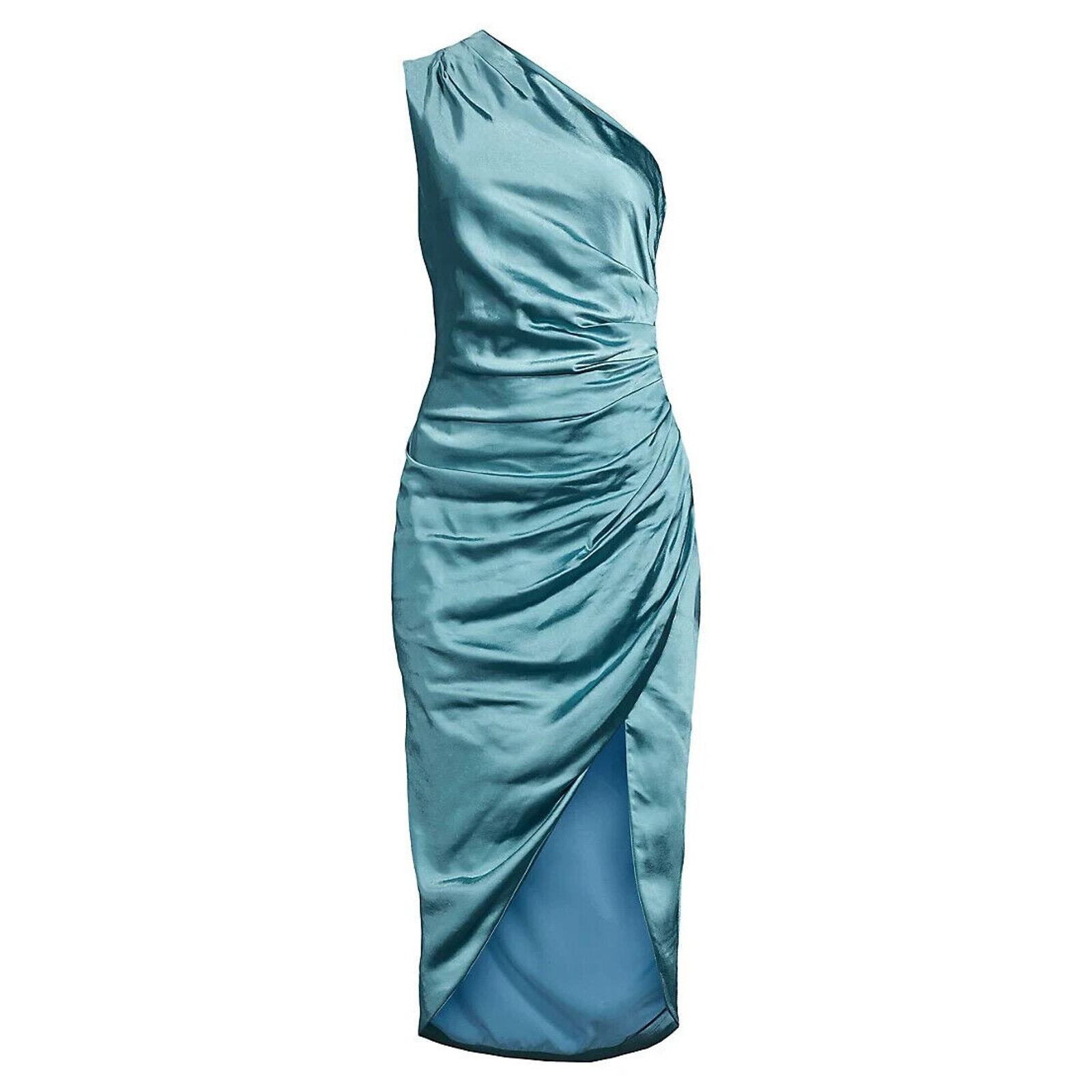 ELLIATT Cassini Dress One Shoulder Satin Size Small in Cadet Blue NEW