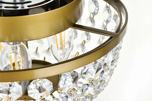 Flush Mount Crystal Chandelier Light Fixture Dining Room Bedroom Brass Color 10" - Picture 6 of 9