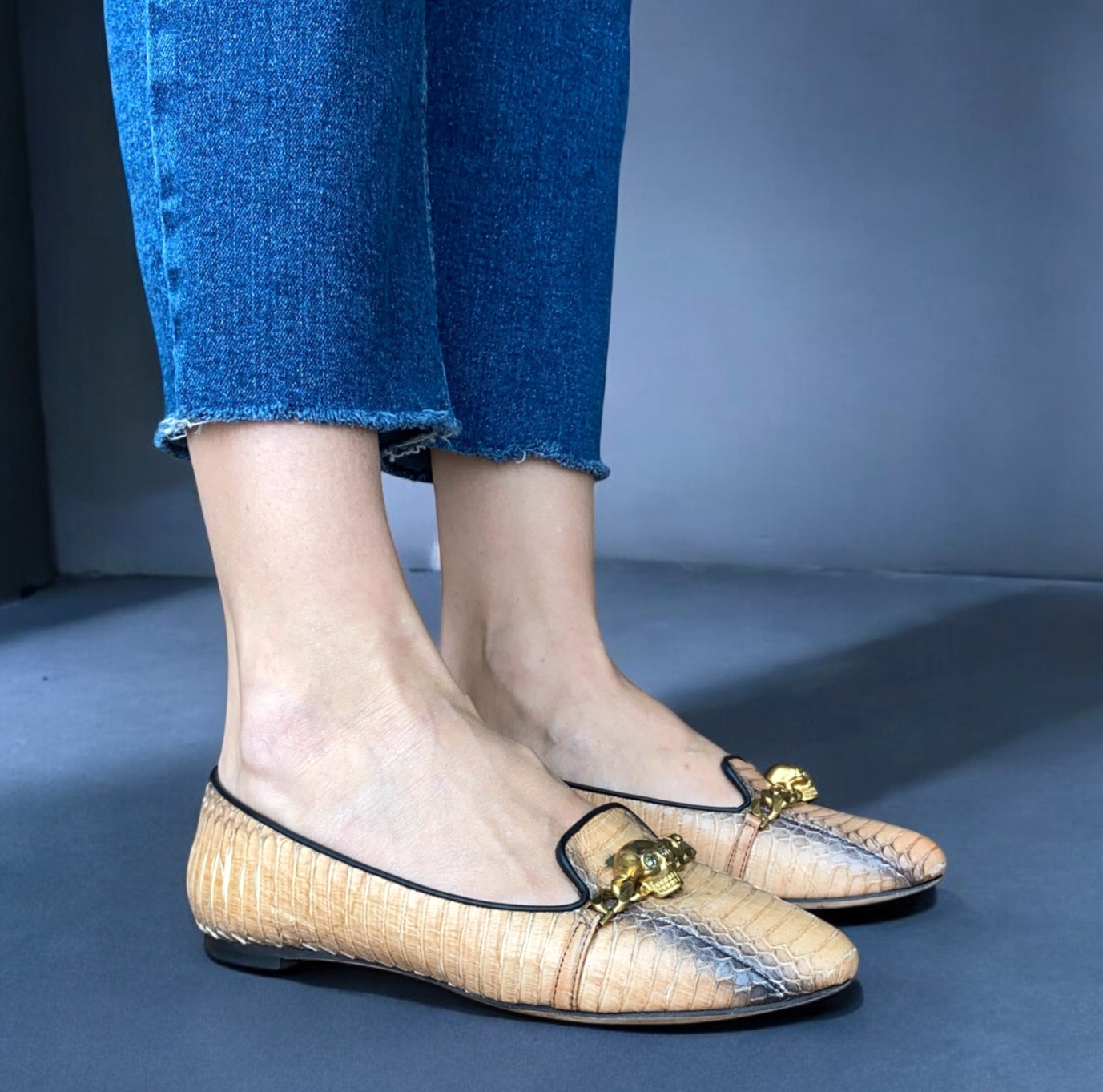 ALEXANDER MCQUEEN Brown & Black Python Leather Ch… - image 4