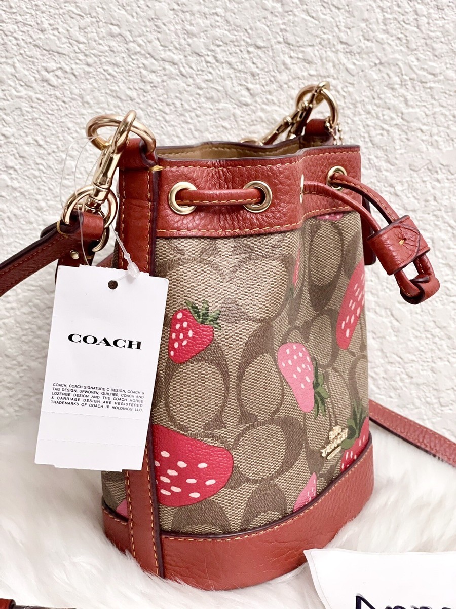 COACH DEMPSEY Mini Bucket Bag Signature Canvas Wild Strawberry
