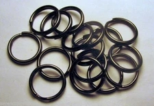 25  Key Rings 15mm Approx 5/8" Split Ring Gun Metal Black Finish Steel Findings
