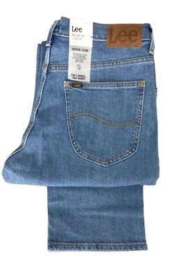 HERREN LEE BROOKLYN GERADES BEIN STRETCH ZIP FLY JEANS - HELLBLAU STONEWASH DENIM