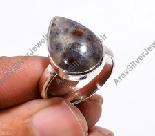 Natural Iolite Sunstone Ring 925 Sterling Silver Boho Rings Jewelry Gift for Her