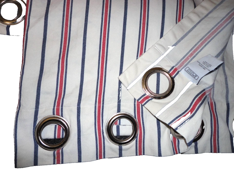 RALPH LAUREN AMERICAN LIVING AMERICAN RED WHITE BLUE (2) GROMMET PANELS 41X 84 - Image 2 of 4