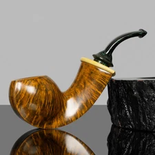 MUXIANG Handmade Smooth Tobacco Pipe Briar Wooden Freehand Pipe Ebonite Stem