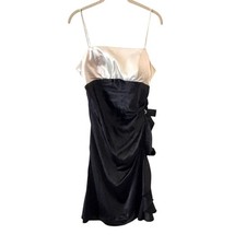 Vtg Blondie Nites Strapless Satin Bow Dress Size 9/10 Coquette Cocktail Y2K