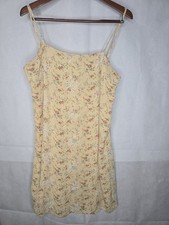 American Eagle Sundress Beige Embroidered Floral Spaghetti Strap Tie Back XL
