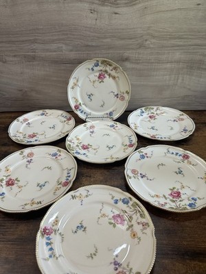Castleton Sunnyvale Salad Plates Set of 7 Floral Gold Trim 8  USA