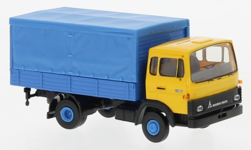 Brekina 34725 - 1/87 Magirus MK Beverage Body, Blue/Yellow, 1975 - New