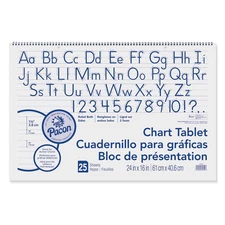 Pacon Chart Tablet White 1-1/2" Ruled 24x16"