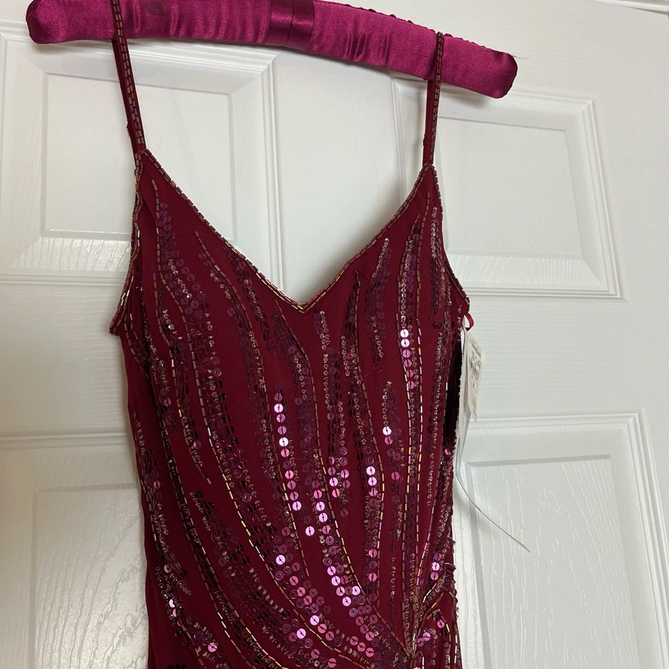 Vestido de Noche Sue Wong Nocturne Vintage Rojo Lentejuelas Seda Cóctel Talla 8 Foto 2 de 4