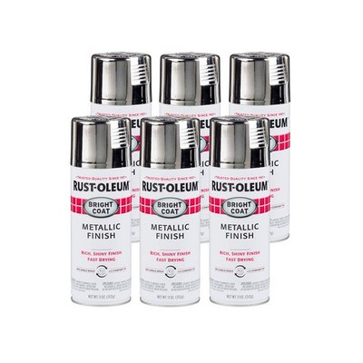 RustOleum 77188306PK Stops Rust Bright Coat Metallic Spray Paint, 11 Oz, Chro...