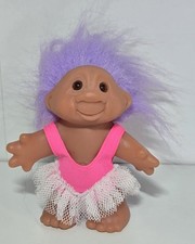 Vintage 1986 Thomas DAM Norfin Troll Doll 5" Ballerina Purple Hair