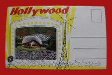 HOLLYWOOD CALIFORNIA POSTCARD FOLDER ALBUM OF 12 COLOR VIEWS  1950s VINTAGE