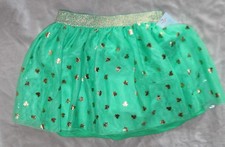 Cat  Jack Green Tutu Gold Shamrock Clover Skirt St Patrick's Day Girls L 10/12