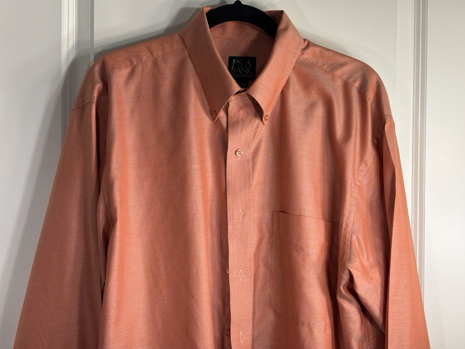 🇺🇸Jos A Bank Shirt Large Traveler Burnt Orange Long Sleeve Cotton Shirt