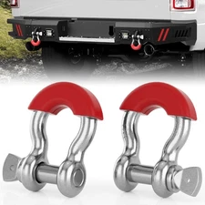 2x Silver&Red 3/4" D Ring Shackle w 7/8" Screw Pin 57,000lbs Break Strength