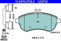 Bremsbelagsatz Scheibenbremse ATE Ceramic 13.0470-2732.2 FüR Klasse Mercedes SLK