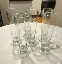 Set of 6 Clear Glass Footed Tapered Pilsner B...