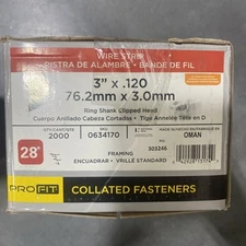 Pro Fit Paper Collated Framing Nails 3" x 0.120 Hot Dip  Galv 28 deg 2000 ct