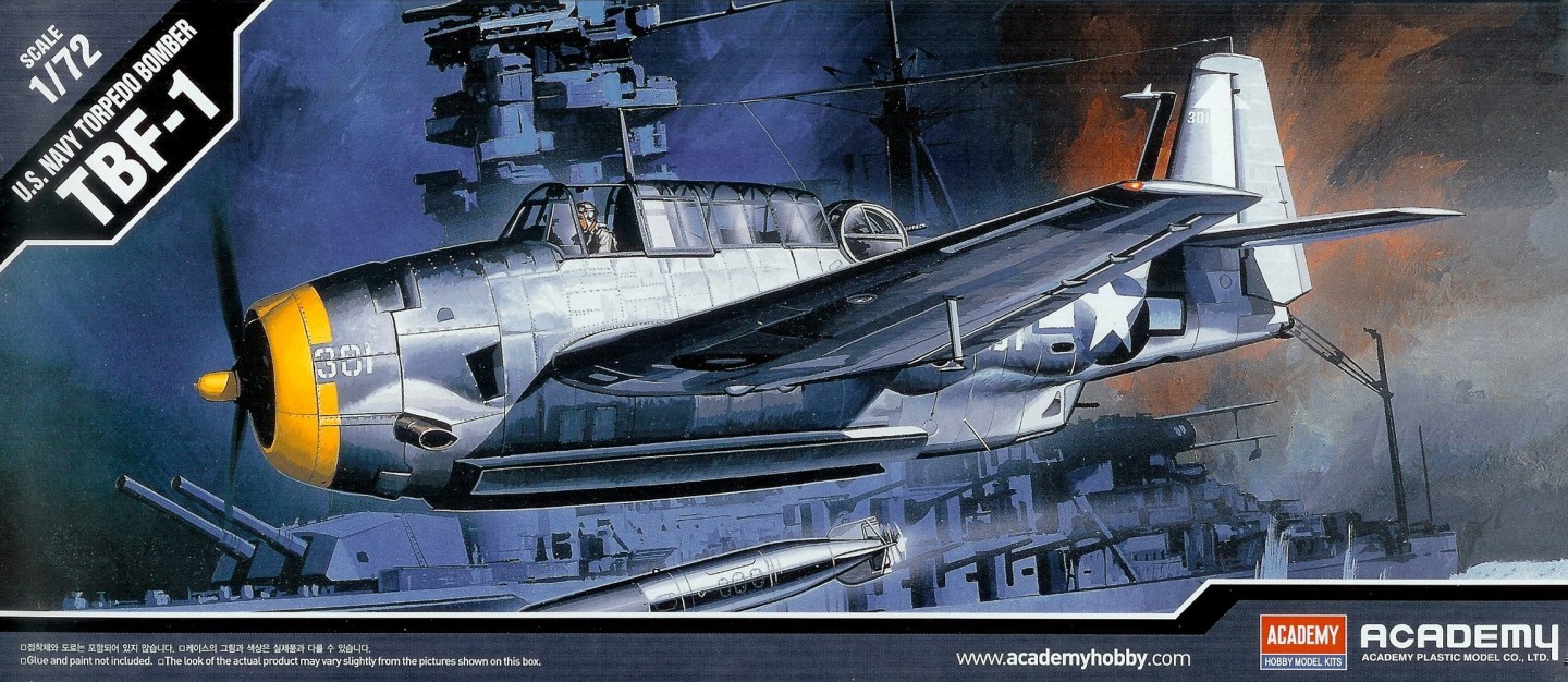 Academy 12452 US Navy Grumman TBF-1 Avenger 1/72 Scale Plast