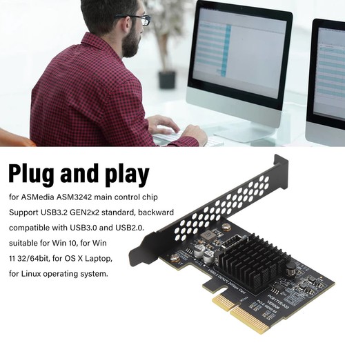 USB 3.2 Gen 2 Expansion Card Type C 20Gbps ASM3242 Main Control PCIe To USB 3 FY - Afbeelding 3 van 22
