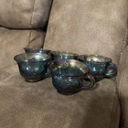 VTG Indiana Carnival Glass Punch Cup Iridescent Blue Harvest Grape Lot of 5