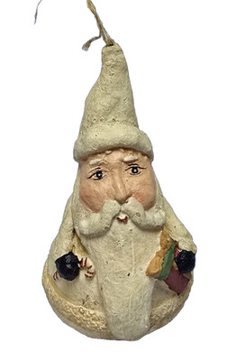 Rustic Folk Art Santa Christmas Ornament Roly Poly 4-3/4'' - not signed