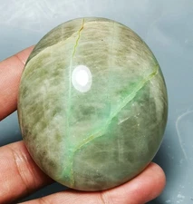 Amazing Orbicular Green Moonstone Rock Crystal Palm Reiki Healing