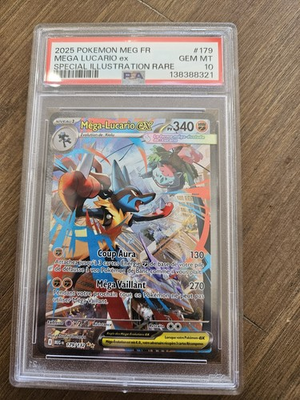 #ad FRENCH PSA 10 Mega Lucario ex 179 132 Pokemon TCG Mega Evolution Population 5 😱 $800.00