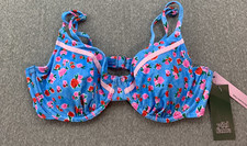 Wild Fable Underwire Floral Padded Bikini Swimsuit Top Women M Blue Cottage Core
