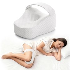 RPOMU Knee Pillow for Side Sleepers, Memory Foam Leg White