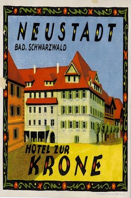   Neustadt Hotel zur Krone Poster - 1920s Travel Art - Hi-Res  24x36  Print