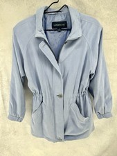 London Fog Drawstring Waist Winter Jacket Sz SP Powder Blue Zip Nylon Lining