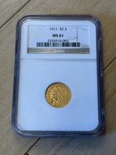 1911 Gold Quarter Eagle US coin $2.50 Indian Head NGC MS 61 in UK