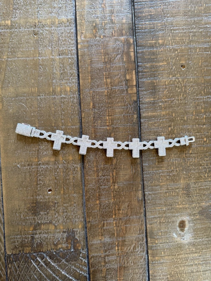 Браслет Cross Infinity (покрытый белым золотом 14 карат, бриллианты круглой огранки VVS, 7 дюймов 20 мм) - Изображение 2 из 4