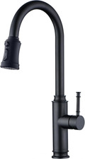 Matte Black Pull Down Kitchen Faucet with Pull Out Sprayer, Stainless Steel