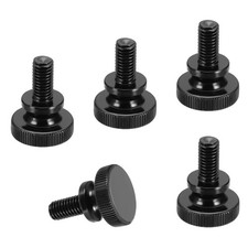 5pcs M8 x 16mm Black Steel Flat Head Shoulder Knurled Thumb Screws