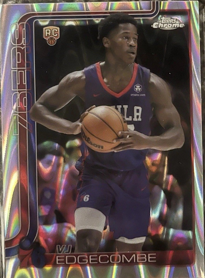 2025-26 Topps Chrome VJ Edgecombe #253 RC Rookie RayWave Refractor 76ERS
