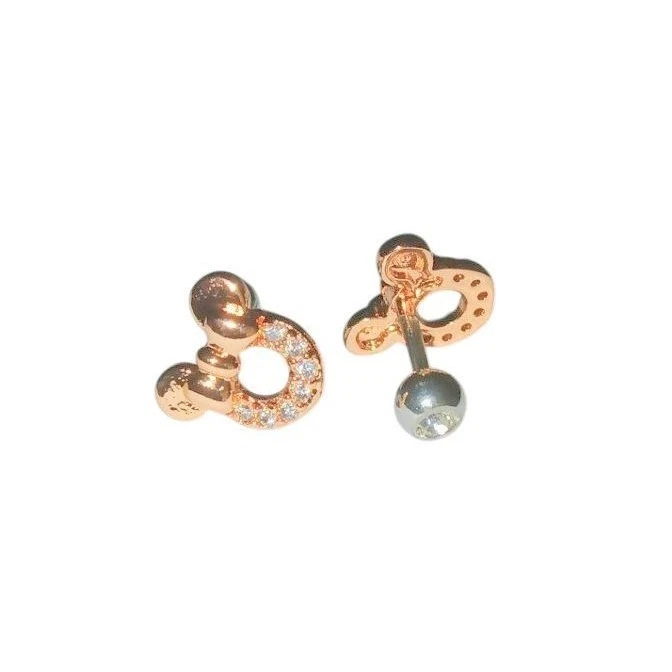 Boucles D'oreilles Puces Pour Enfant - Forme Pomme, Plaqué Or 18k - Marque Tata Gisèle, Neuves