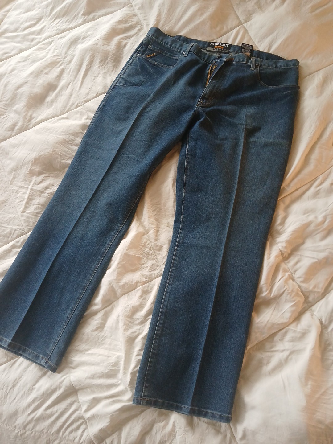 Ariat Rebar M4 Low Rise Boot Cut Jeans 40x30 Dark Wash Blue