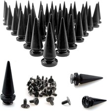 40 Pairs Black Cone Spikes Punk Rivets and Screwback Studs Metal Bullet