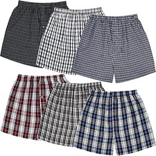 Men's Woven Boxers Underwear Pack Cotton Boxer Shorts Assorted Large 6 Pack