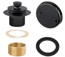 Matte Black Tub Trim Kit Lift Turn Drain Stopper w/ Overflow Plate No Putty