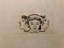 Barta Engraving Water Strong 1950 Portrait Roman Art Lithograph Greek Woman Head